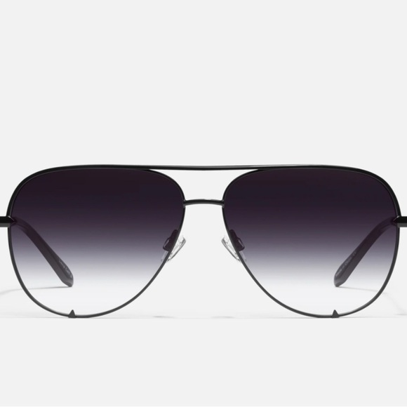 Quay x Desi High Key Mini Black Frame Fade Lens Aviator Shape Women’s Unisex - Picture 1 of 12